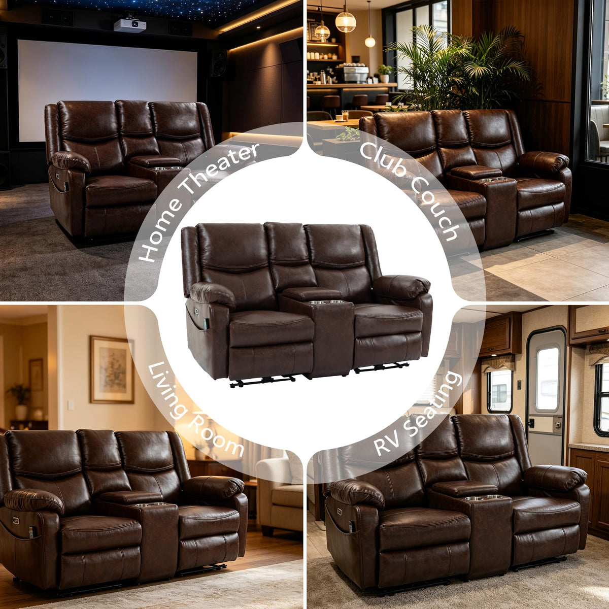 JIKFRIMA Zero Gravity Power Loveseat Recliner Sofa with Massage and Heat