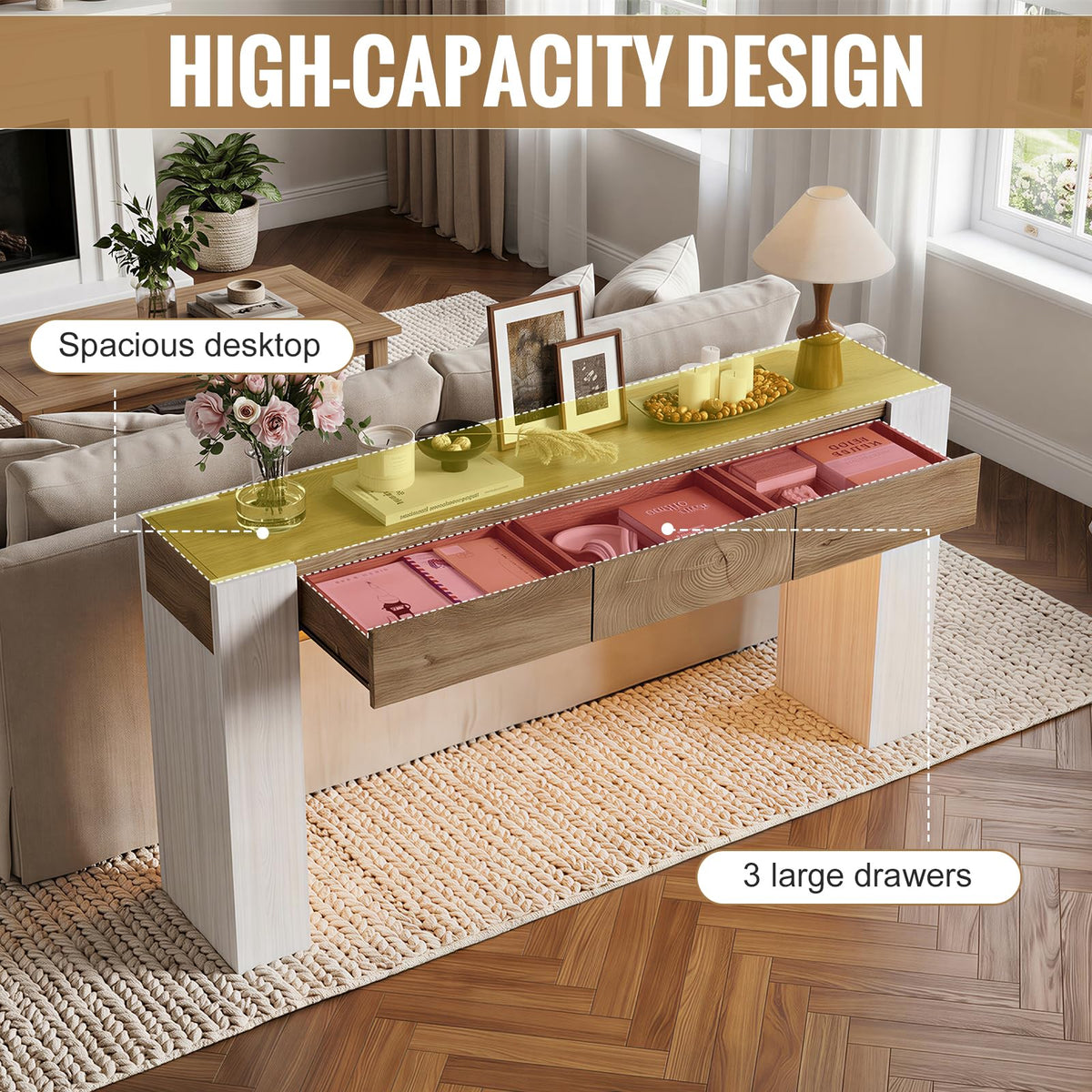 Console Table with 3 Drawers