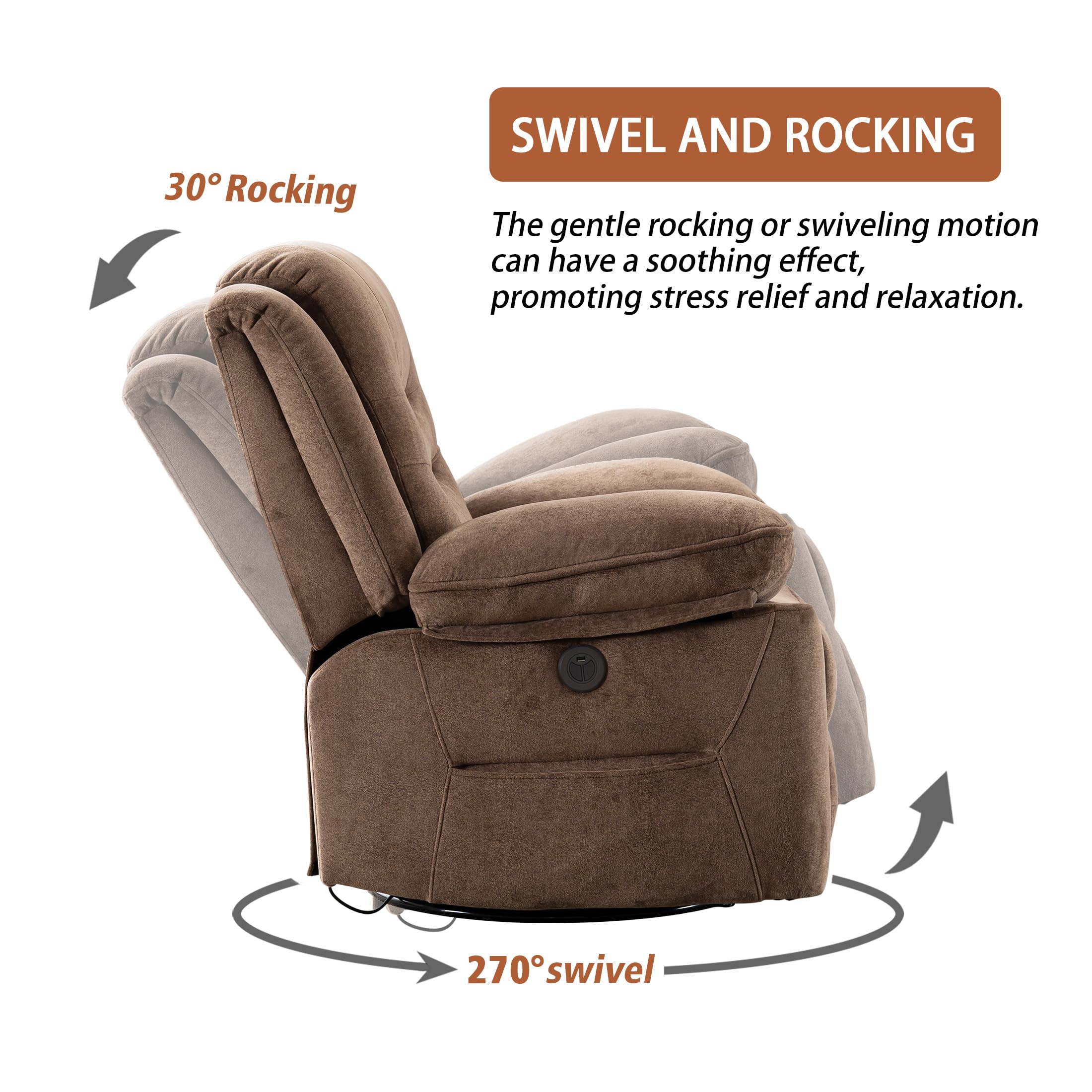 Power Swivel Rocker Recliner with Massage & Heat