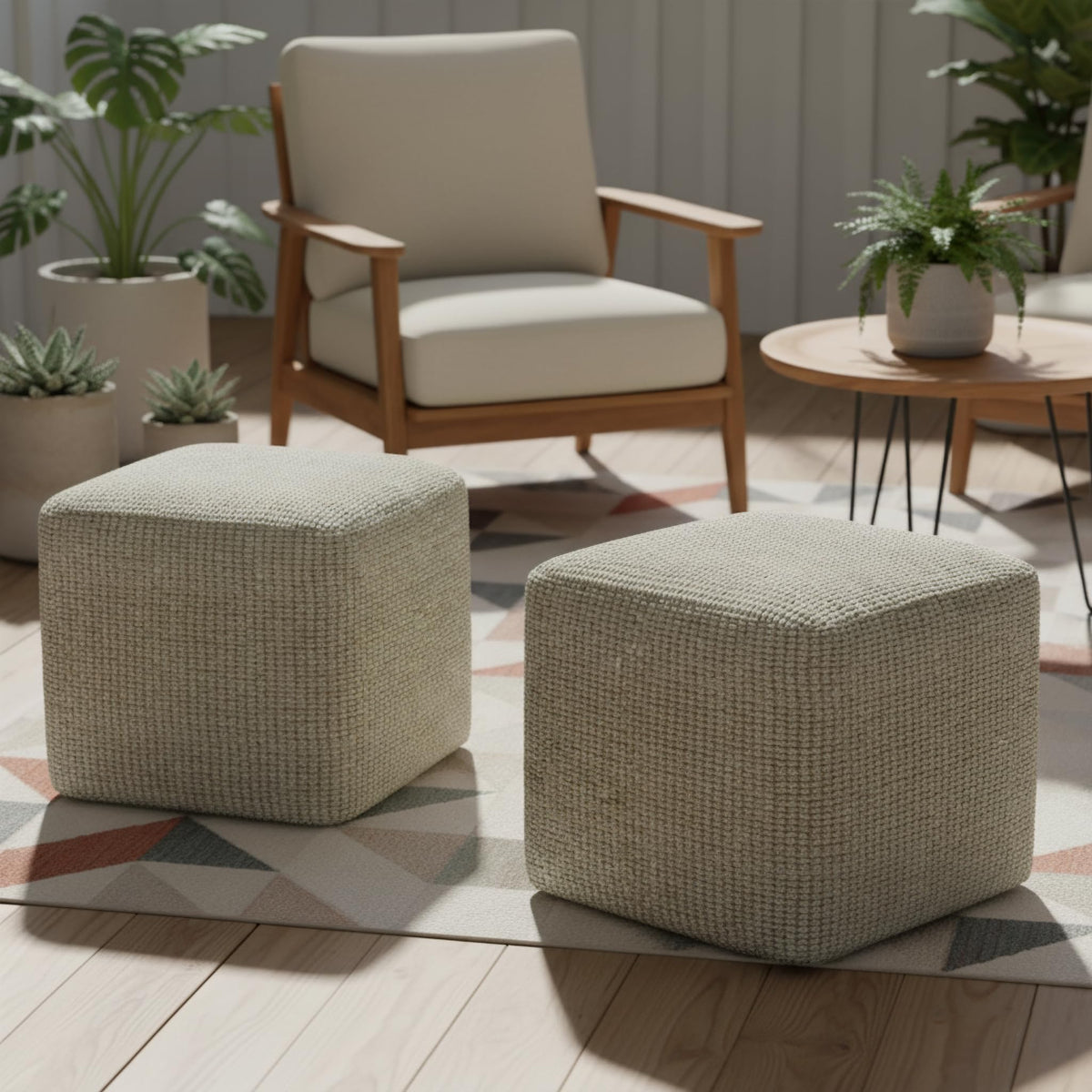 Square Woven Pouf