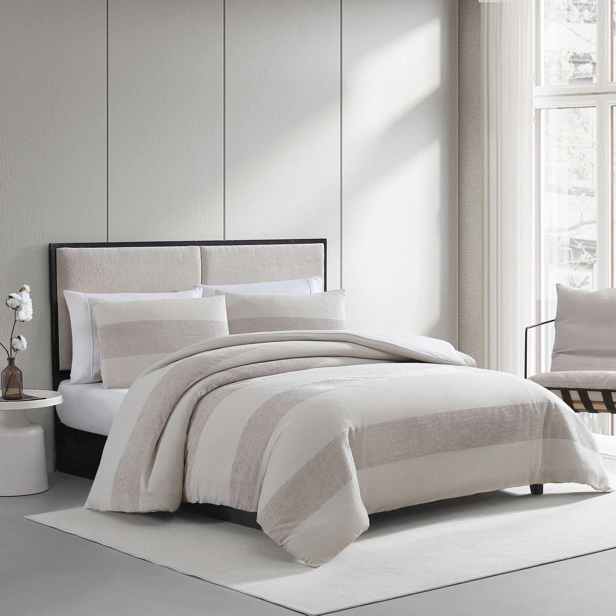 King Chenille Waffle Stripe Comforter Set