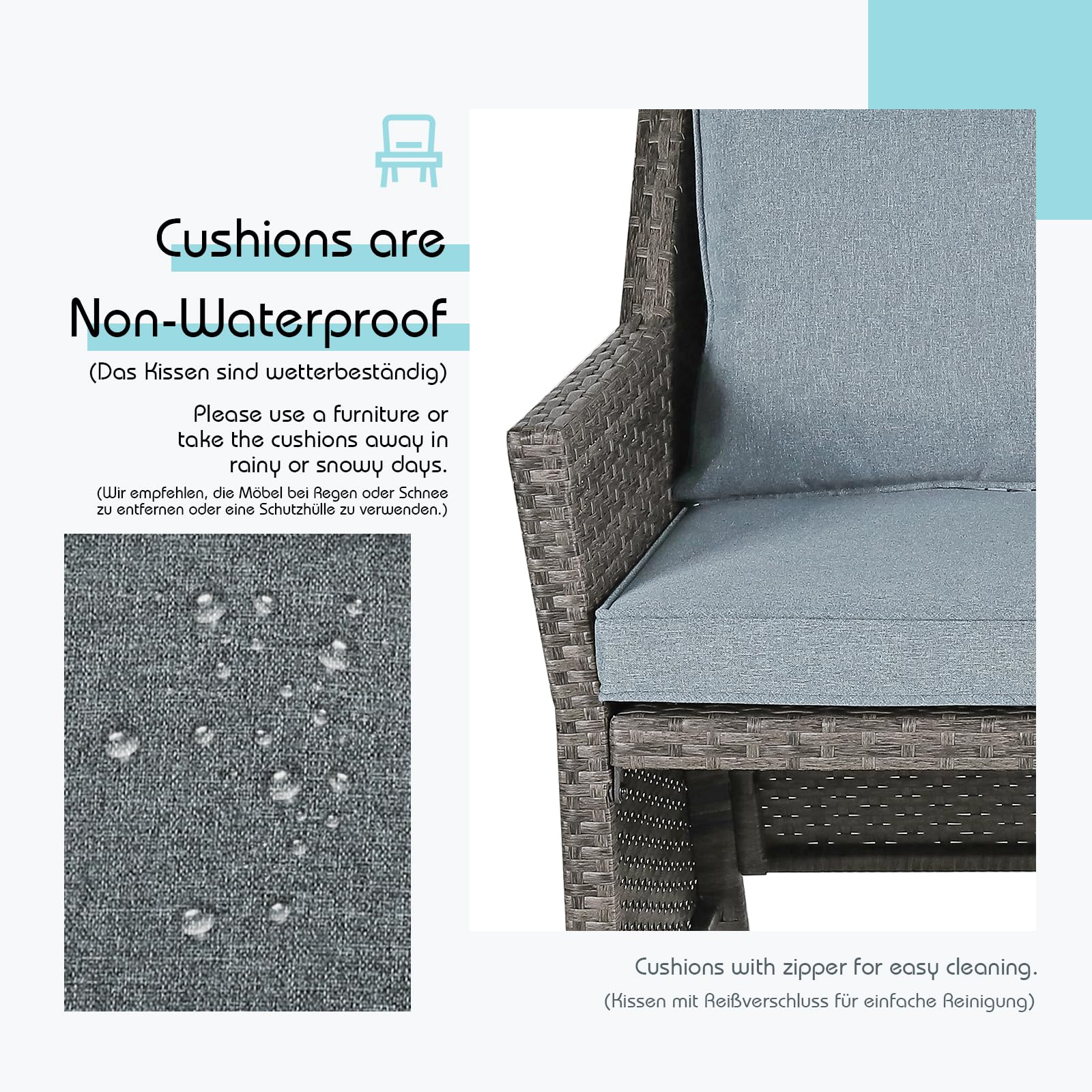 2-Piece Outdoor Wicker Loveseat & Coffee Table Set with Storage