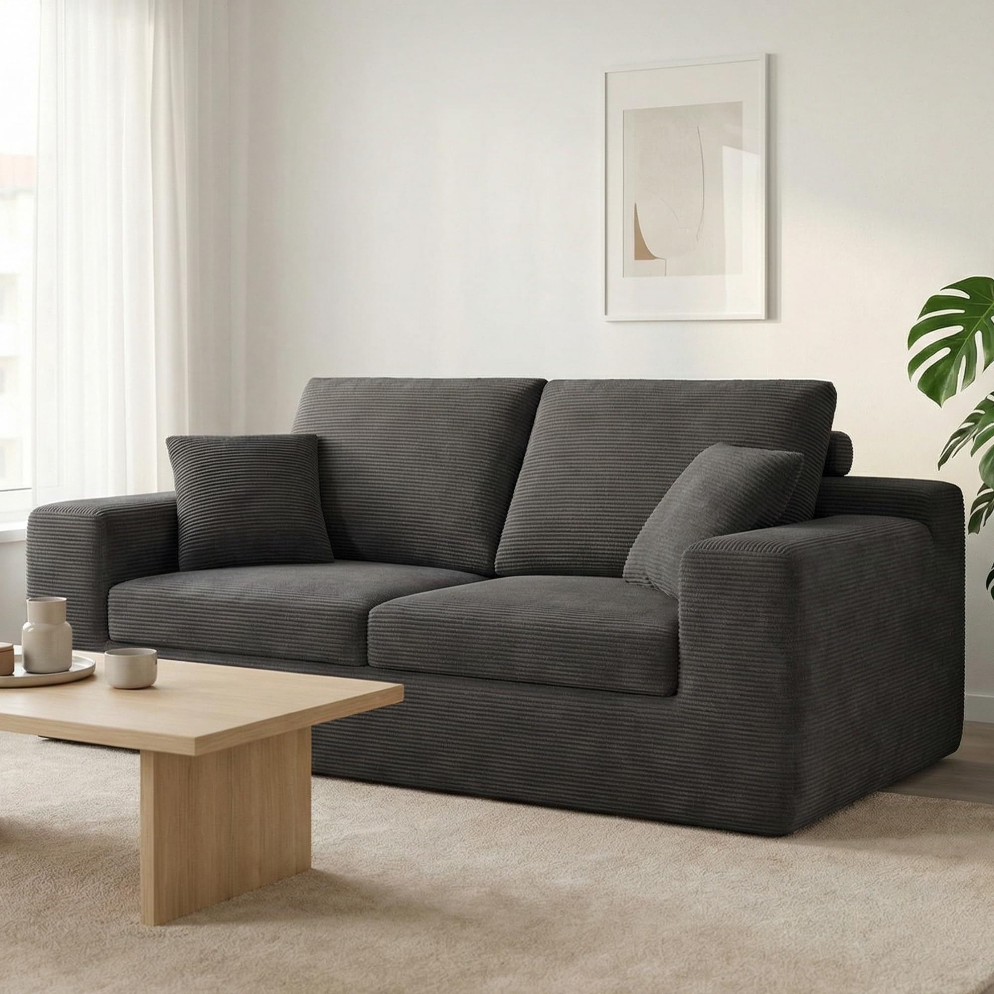 78" Corduroy Loveseat Sofa – Deep Seat, No Assembly