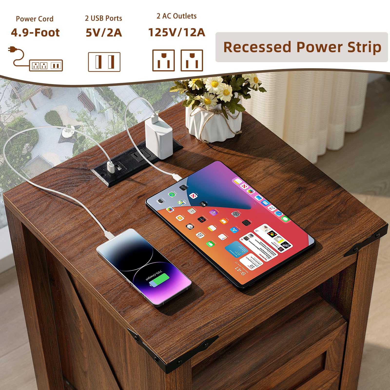 6-Drawer Dresser & Nightstand Set with Charging Station