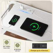 EnHomee 47" H Dressers & Chests of Drawers with LED Lights & Charging Station, Dresser for Bedroom with 11 Fabric Drawers & 4 Hooks & Open Shelves, Entryway, Hallway, Dorm White