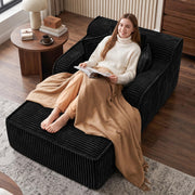 NLDD Corduroy Chaise Lounge Chair with Detachable Ottoman, Convertible Modular Reading Chaise Lounge, High-Density Foam Single Person Relaxation Chair for Living Room,Apartment,Small Spaces