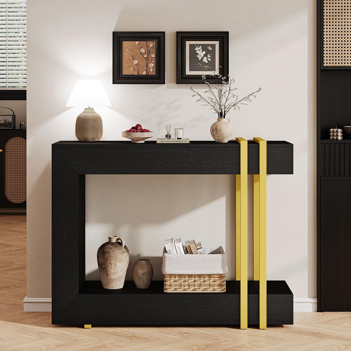 Black Two-Tier Console Table
