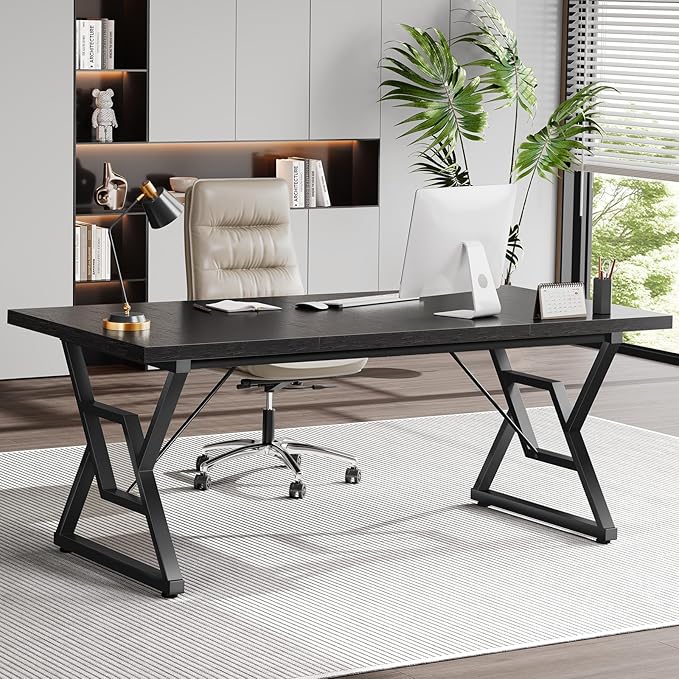70.8" Large Executive Desk with Metal Legs