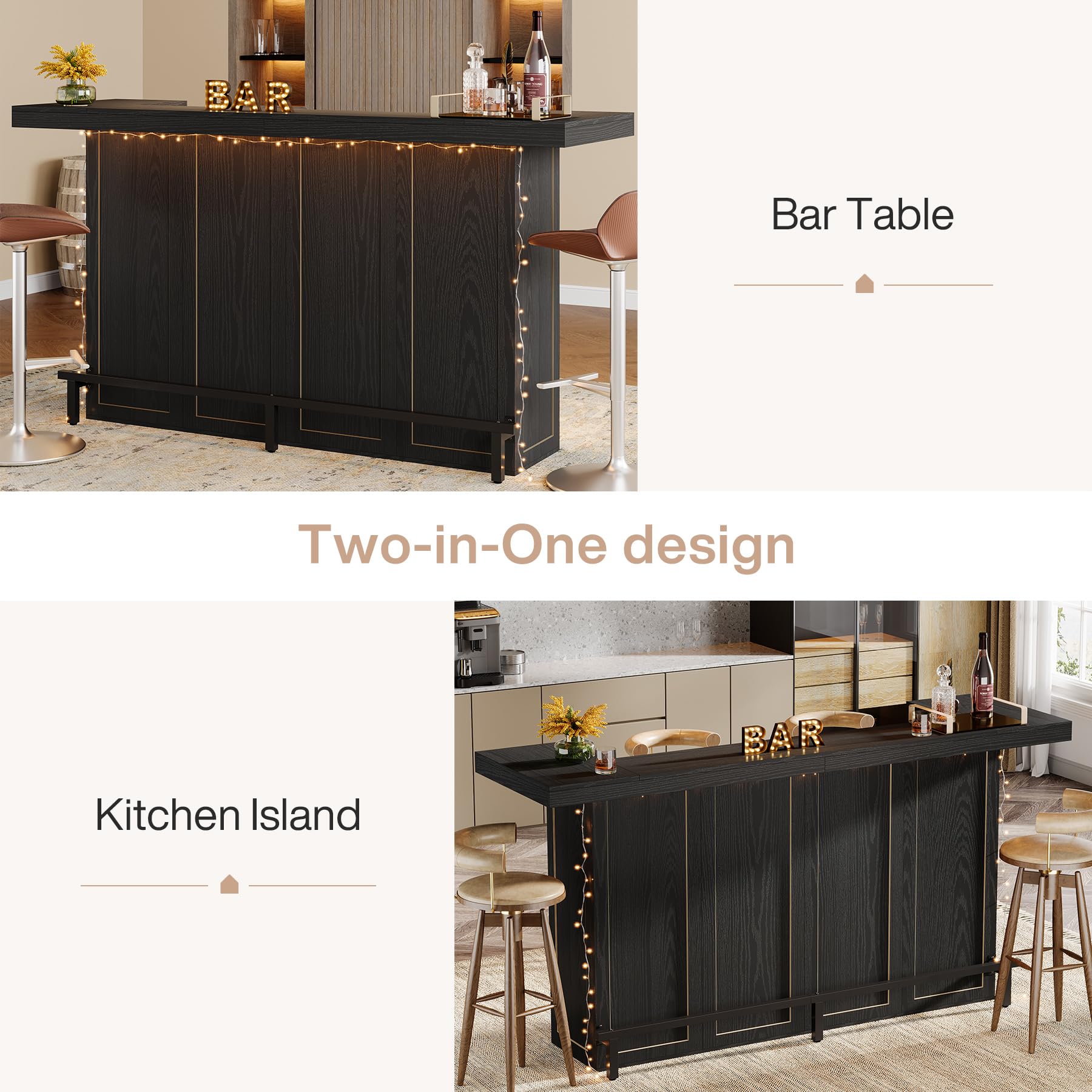 4-Tier Bar Table with Wine Glass Holder & Footrest
