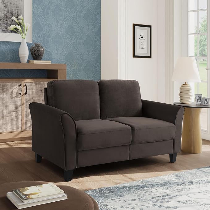 Microfiber Rolled Arm Loveseat