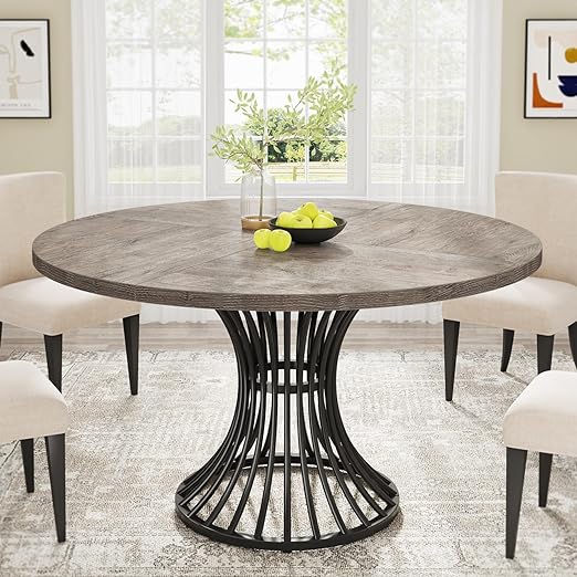 Round Dining Table 47-Inch with Metal Base