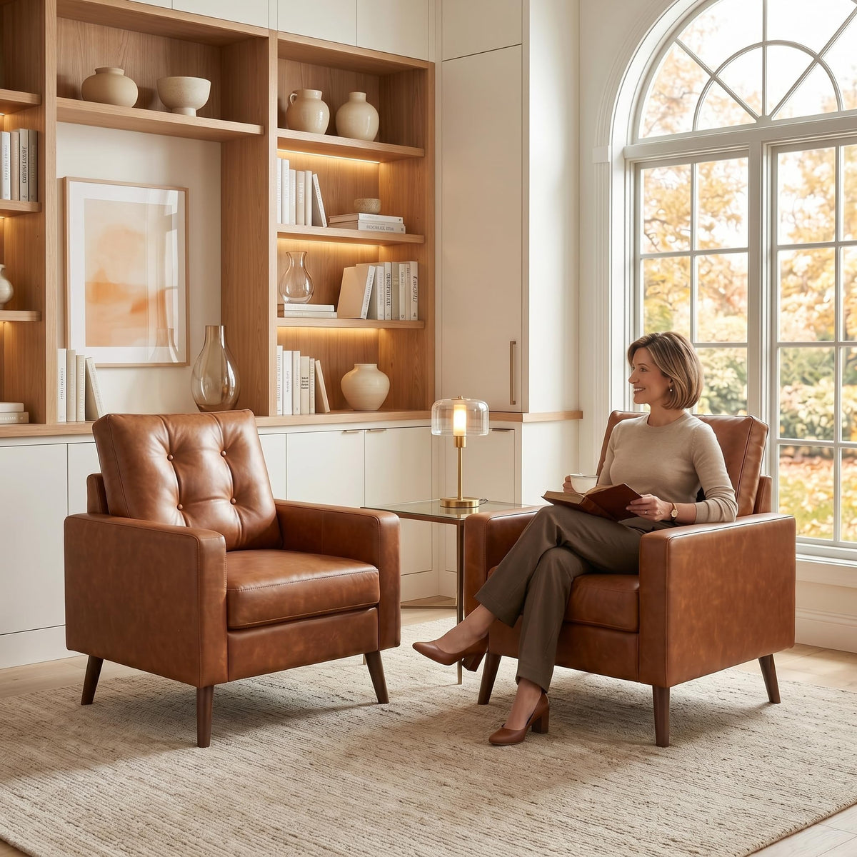Tufted Faux Leather Accent Chair