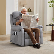 LOUVIXA Power Lift Recliner Chair Recliners for Elderly with Heat and Massage Recliner Chair for Living Room with Infinite Position and Side Pocket, USB Charge Port (Light Grey)