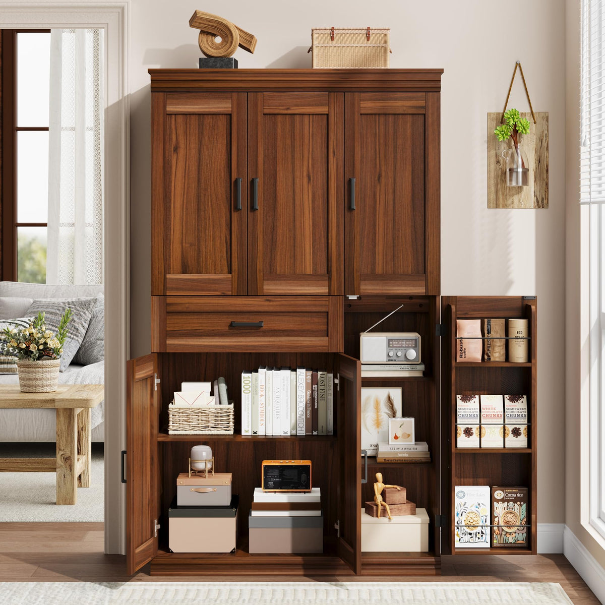 Garvee 70" Tall Kitchen Pantry Storage Cabinet,Modern Kitchen Hutch Cabinet