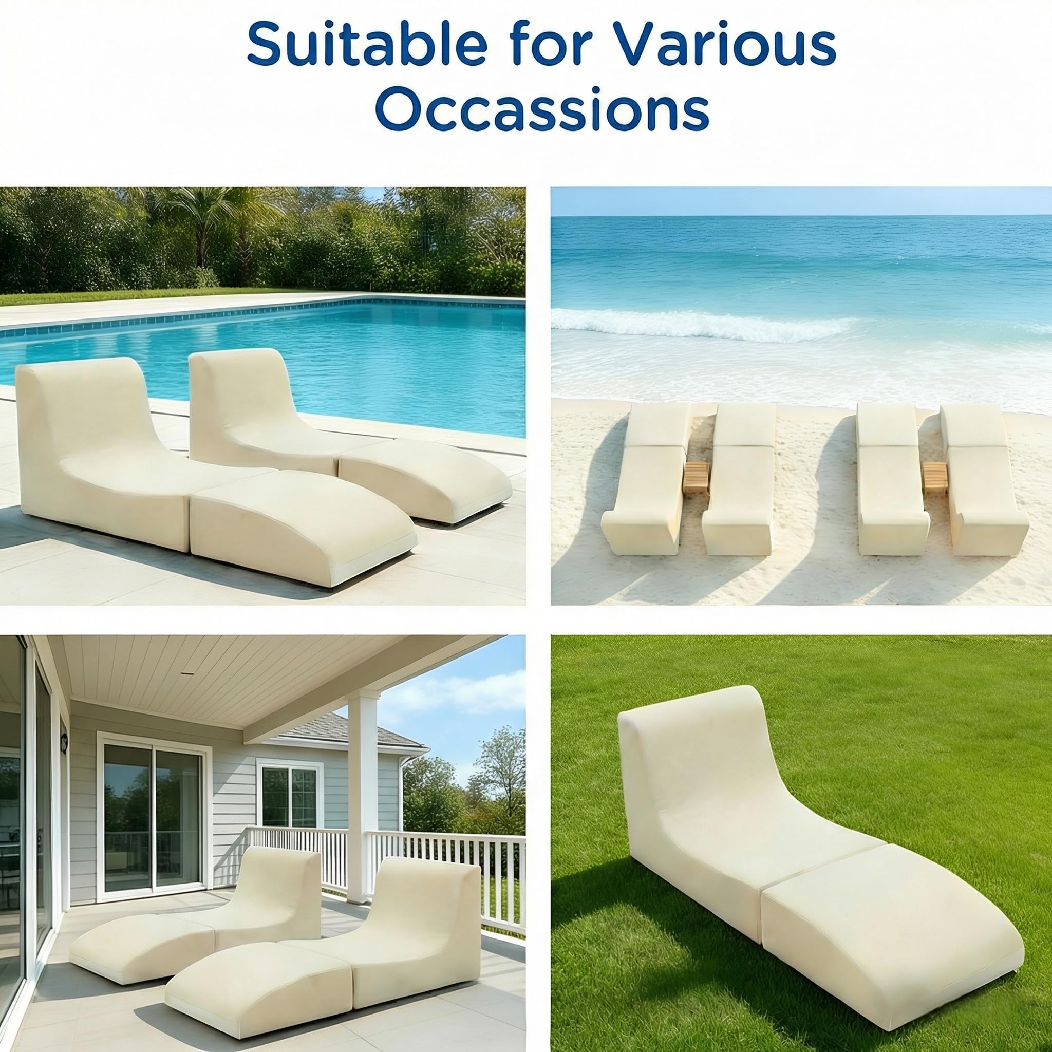 Foldable Outdoor Chaise Lounge Chair Set of 2 with Back Support