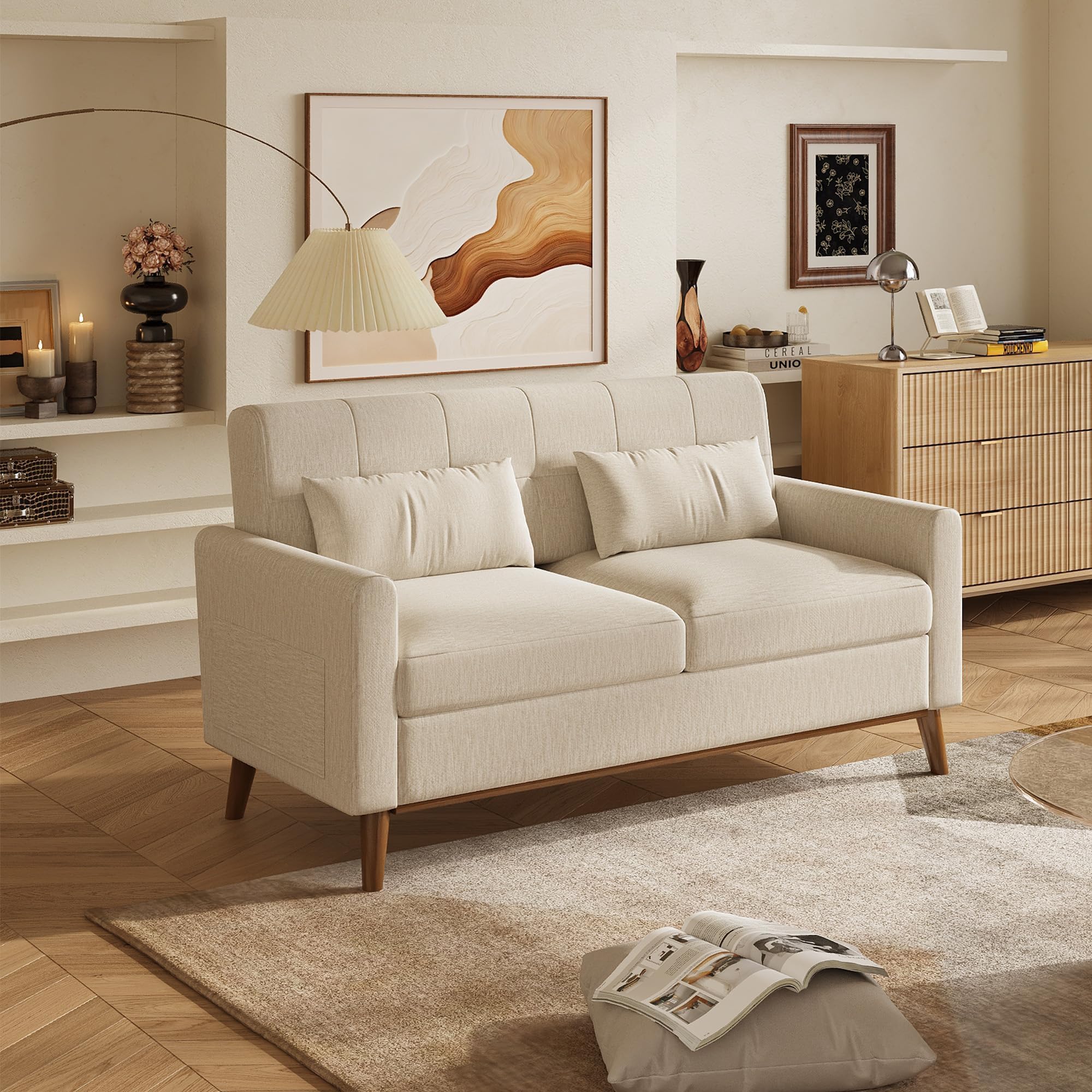 62" Button-Tufted Loveseat Sofa