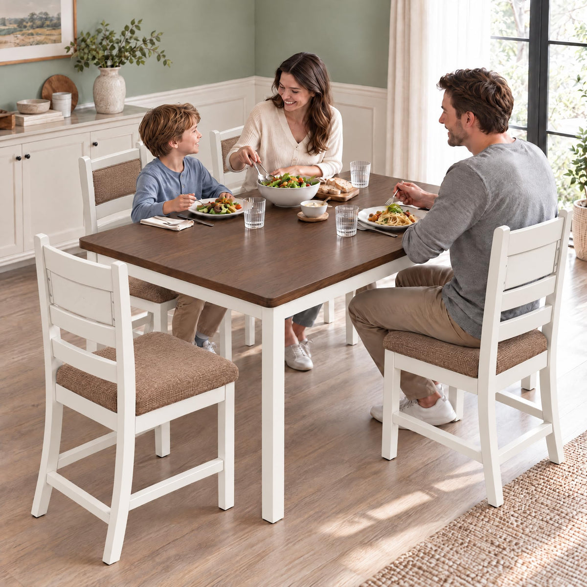 ROCSUMOO Dining Table Set of 4, 5-Piece Counter Height Kitchen Table Set