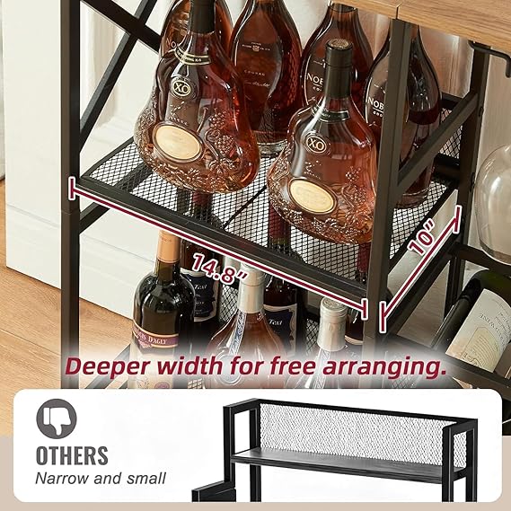 Freestanding Wine Bar Cabinet with Glass Holder