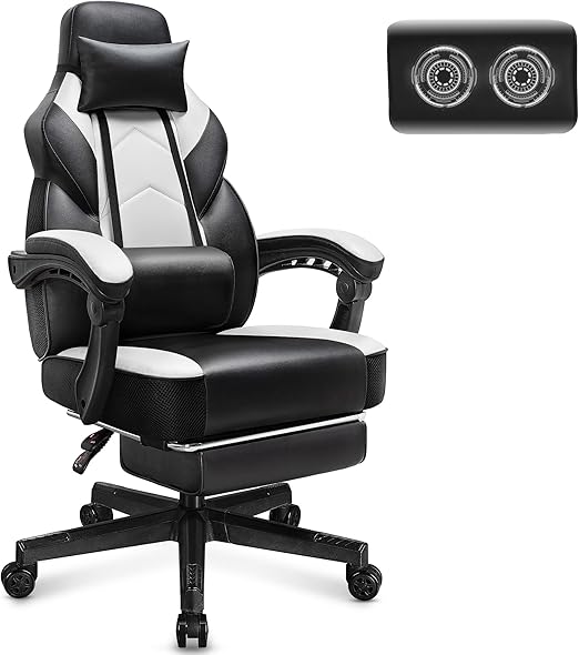 Big & Tall Gaming Chair with Footrest & Massage Lumbar