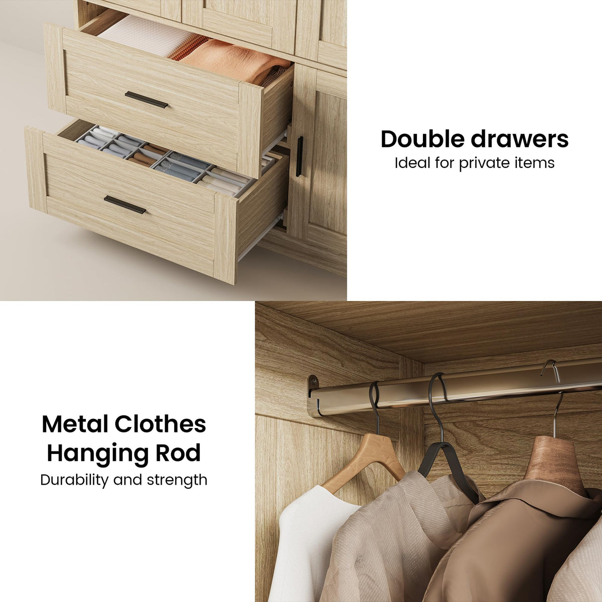 Light Oak Wardrobe with Drawers