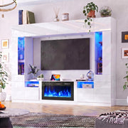 White Fireplace Entertainment Wall Unit