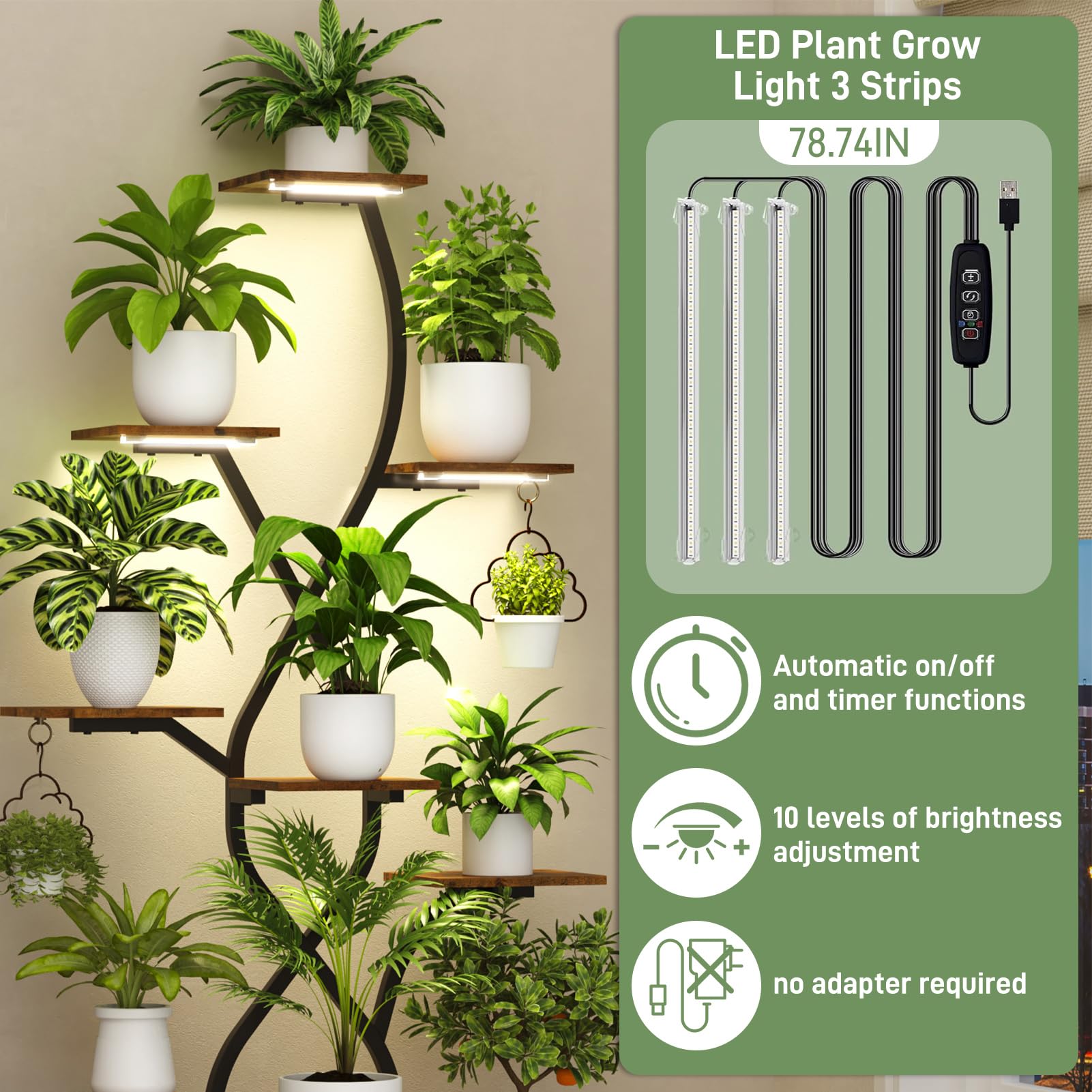 10-Tier Plant Stand with Grow Light