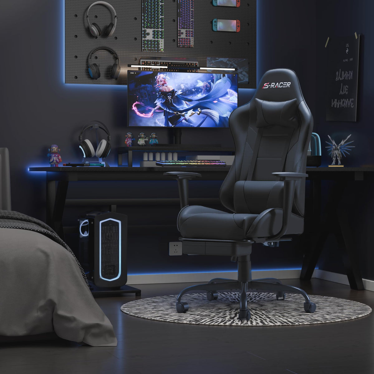 Homall Ergonomic Gaming Chair, Faux Leather Office Chair, Black