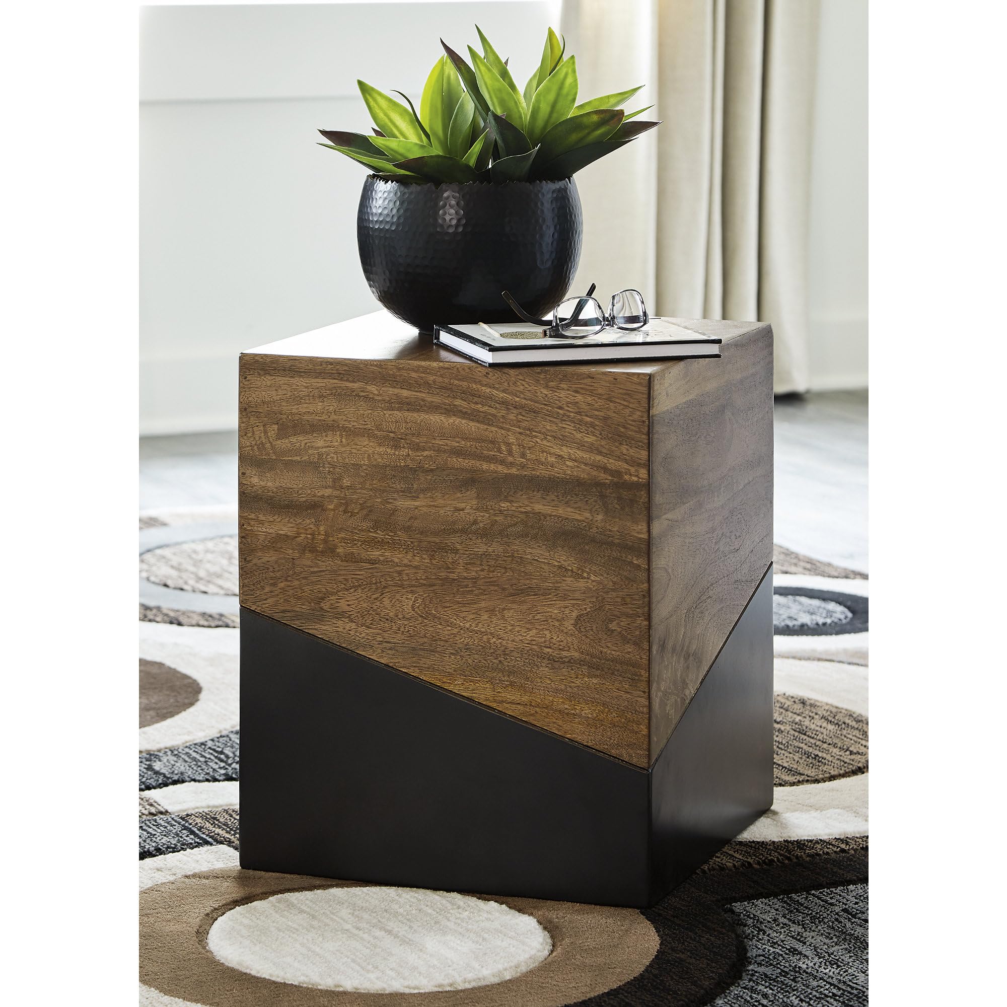 Two-Tone Wood Accent End Table
