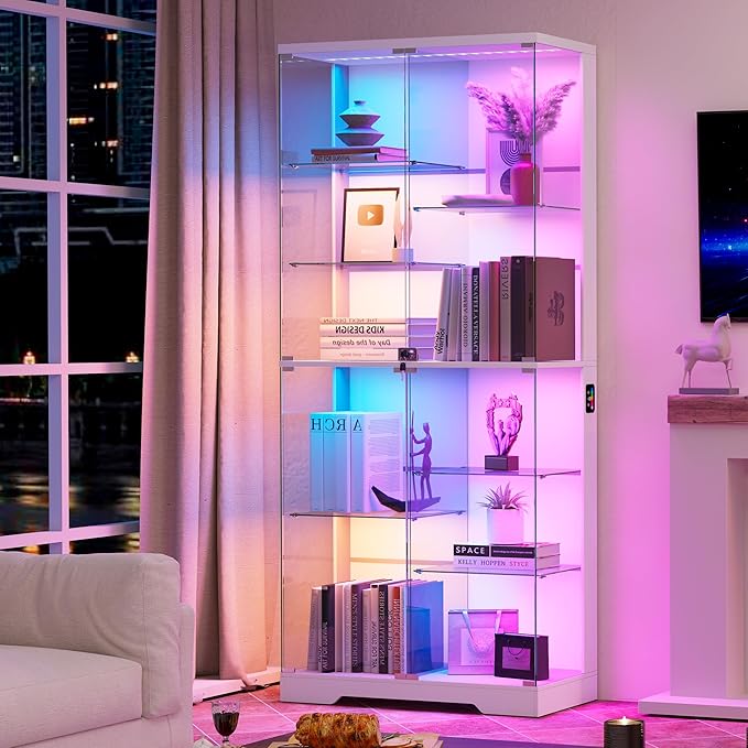 71" Lighted Display Cabinet with RGB Glass Doors