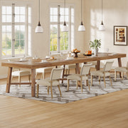 Tribesigns 70.9-Inch Dining Table for 6-8, Large Farmhouse Kitchen Table with Reinforced Metal Legs for Kitchen & Dining & Living Room, Natural