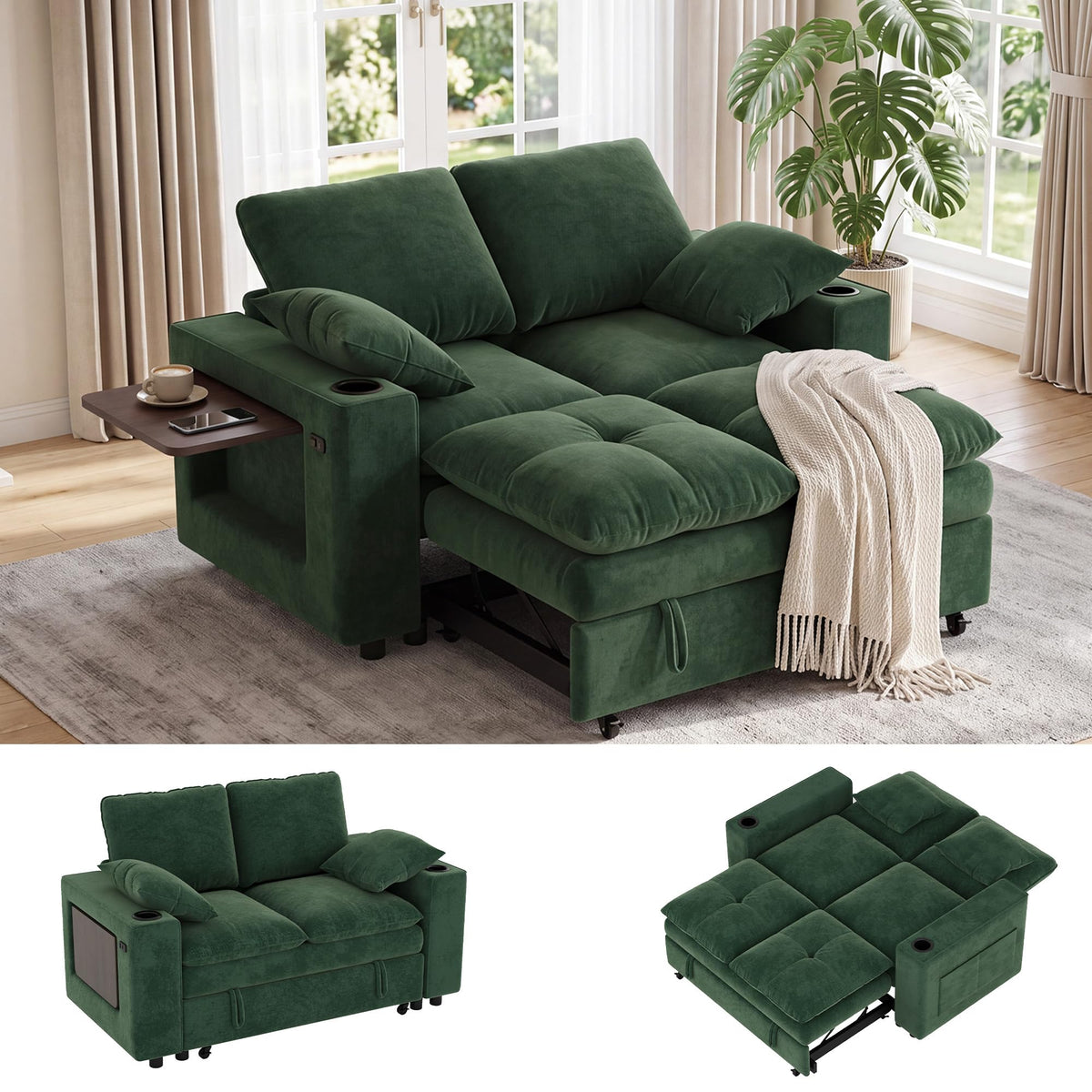 Chenille Loveseat Sleeper Sofa