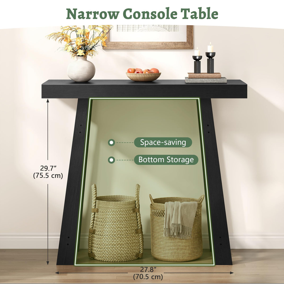 FAVOOSTY Modern Entryway Table for Hallway, Foyer, 31.5 Inch, Black