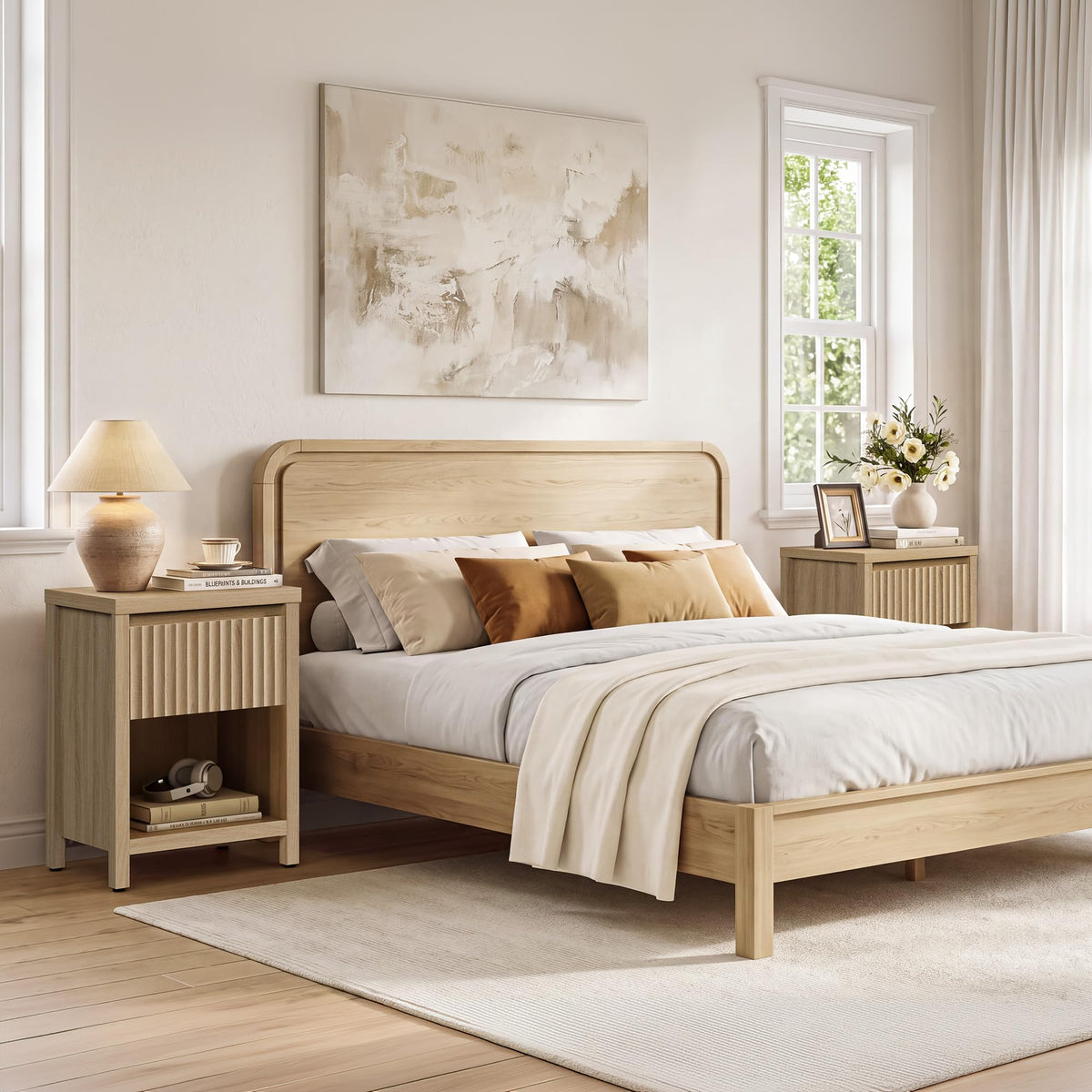Fluted Nightstands Set of 2