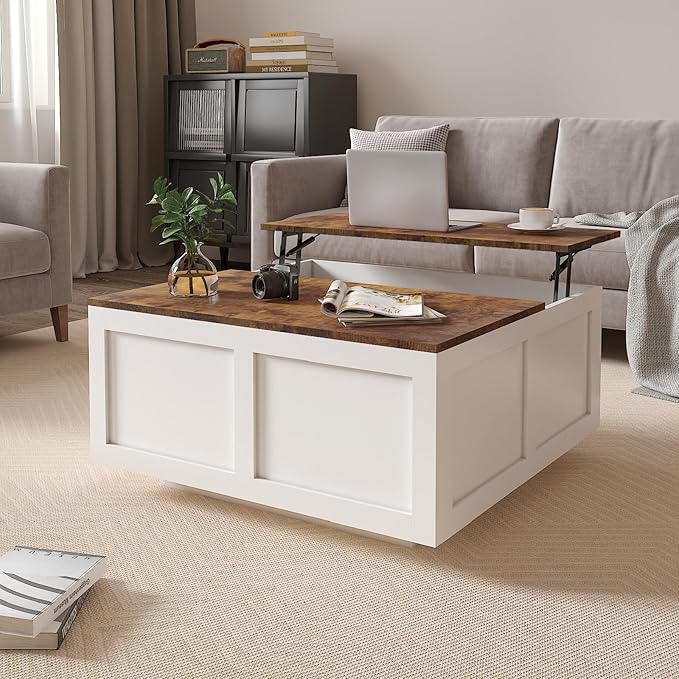 Lift Top Coffee Table with LED & Storage