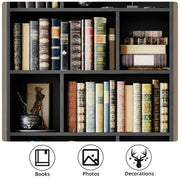 IRONCK Book Shelf, Tall Bookshelf with Storage, Bookshelves and Bookcases with Doors, 4-Tier Bookcase with 8 Open Cubes for Living Room, Office, Study, Black