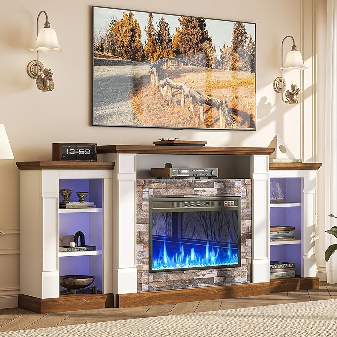 Electric Fireplace with Mantel TV Stand