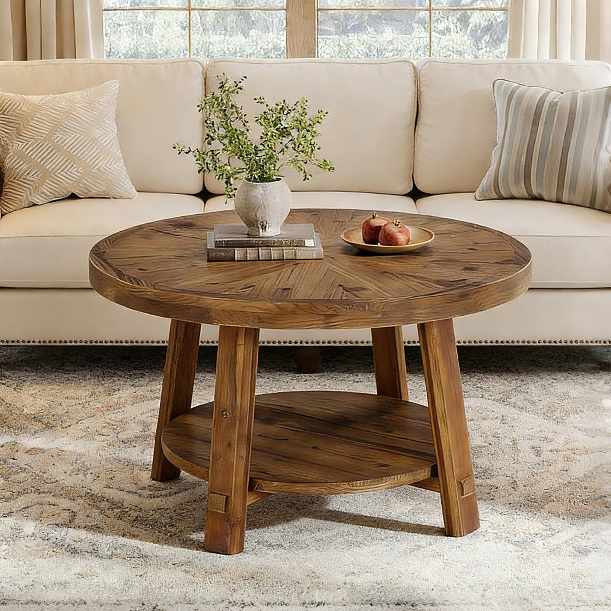 Round Solid Wood Coffee Table