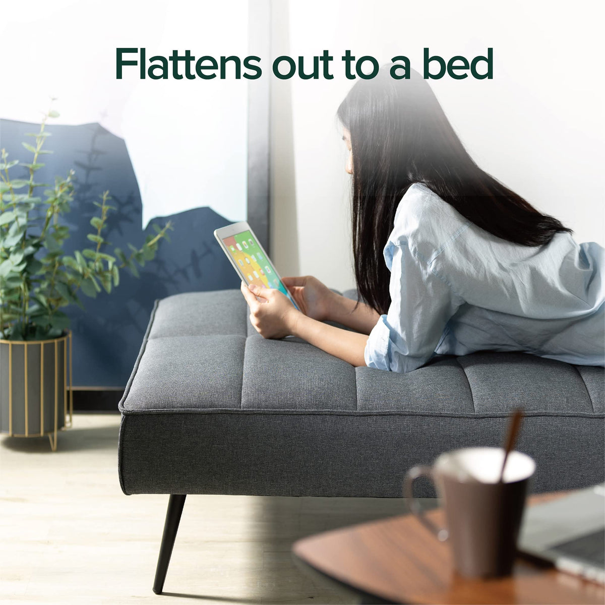 Zinus Quinn Sleeper Sofa, Convertible Sofa, Futon Sofa Bed, 2 in 1 Folding Sofa Bed for Apartments, Guest Rooms, and Compact Spaces
