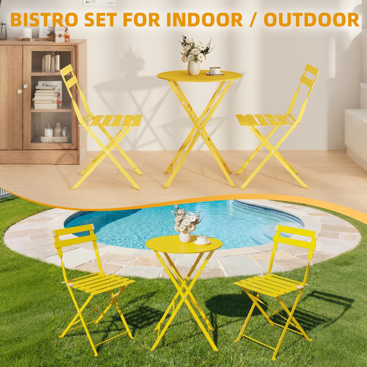 3-Piece Folding Patio Bistro Set