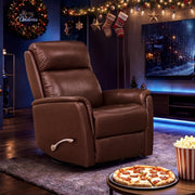 Swivel Recliner Chair, Manual Leather Home Theater Seat (Brown, Leather)