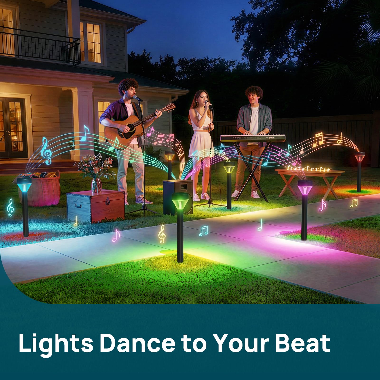 Smart Landscape Path Lights – Multi-Zone, Color-Changing, 4-Pack