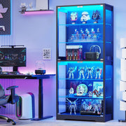 6-Tier Glass Display Cabinet with LED Lights & Motion Sensor