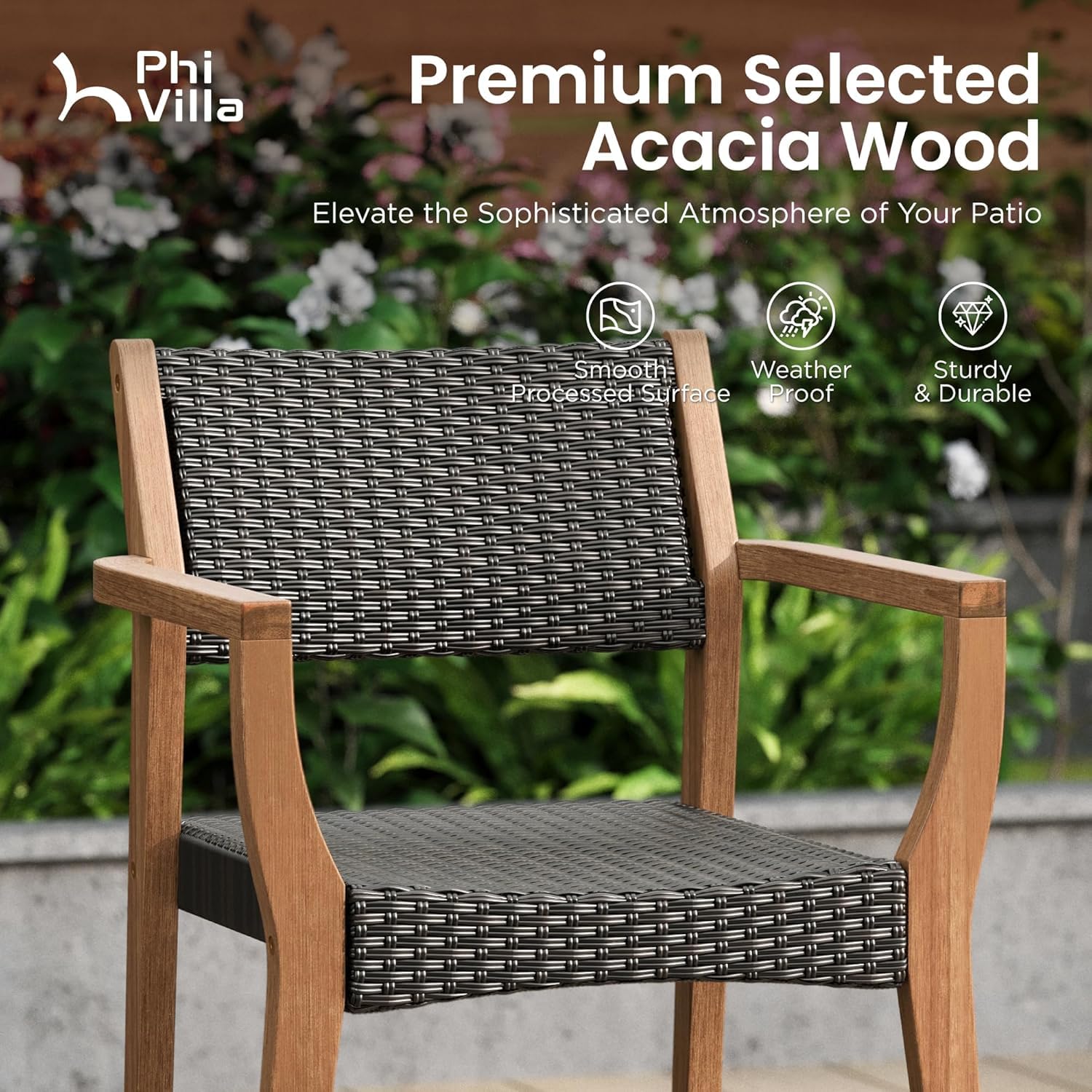 Extendable Acacia Wood Outdoor Dining Set