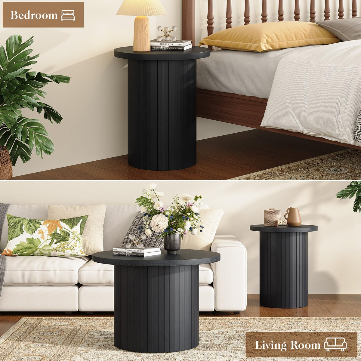 Round Wood Nesting Coffee Tables