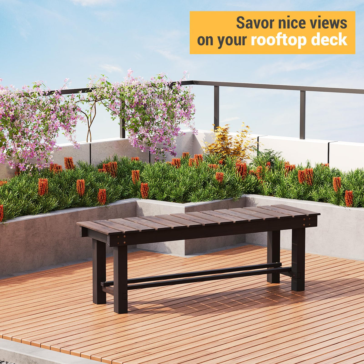 Backless Fir Wood Garden Bench