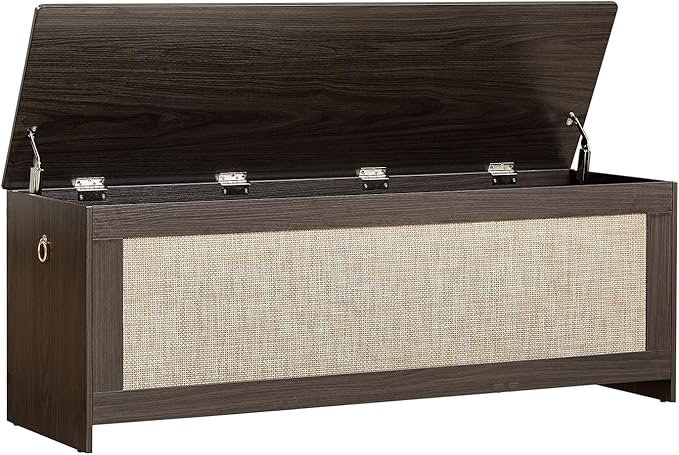 Wood Storage Bench with Safety Hinges – 51.2" Extra Large