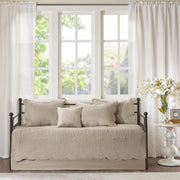 6-Piece Damask Quilted Daybed Cover Set with Scalloped Edge | All Season