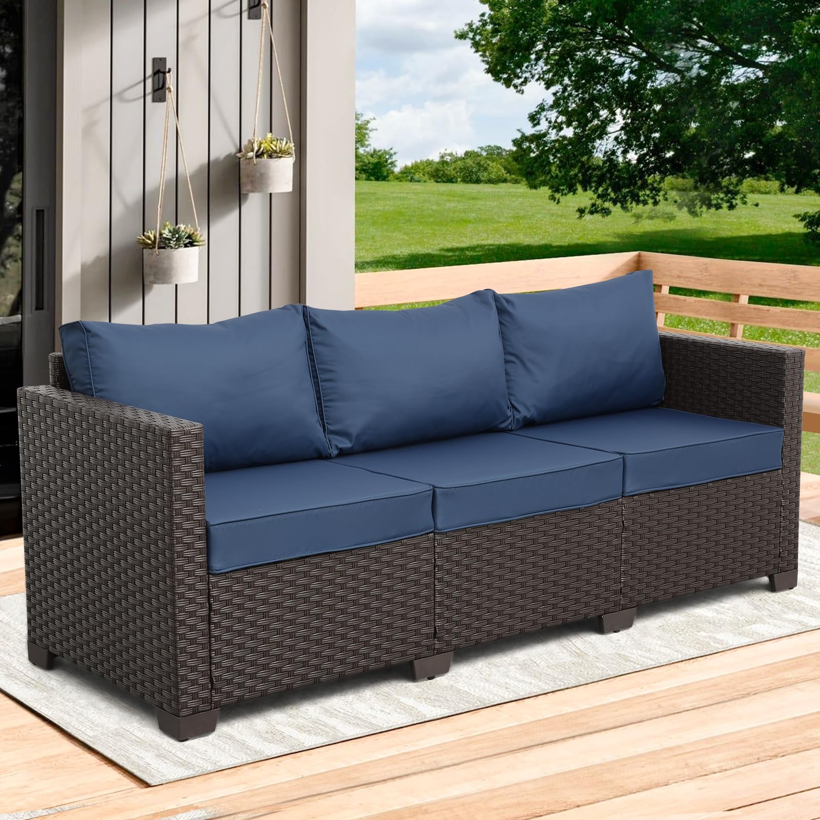 3-Seat Outdoor Wicker Patio Sofa