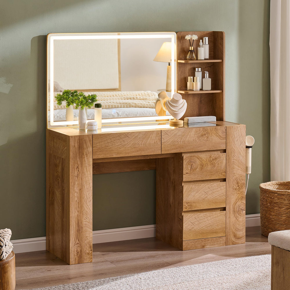Makeup Vanity Desk with LED Mirror
