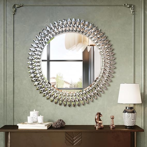 Round Jeweled Wall Mirror